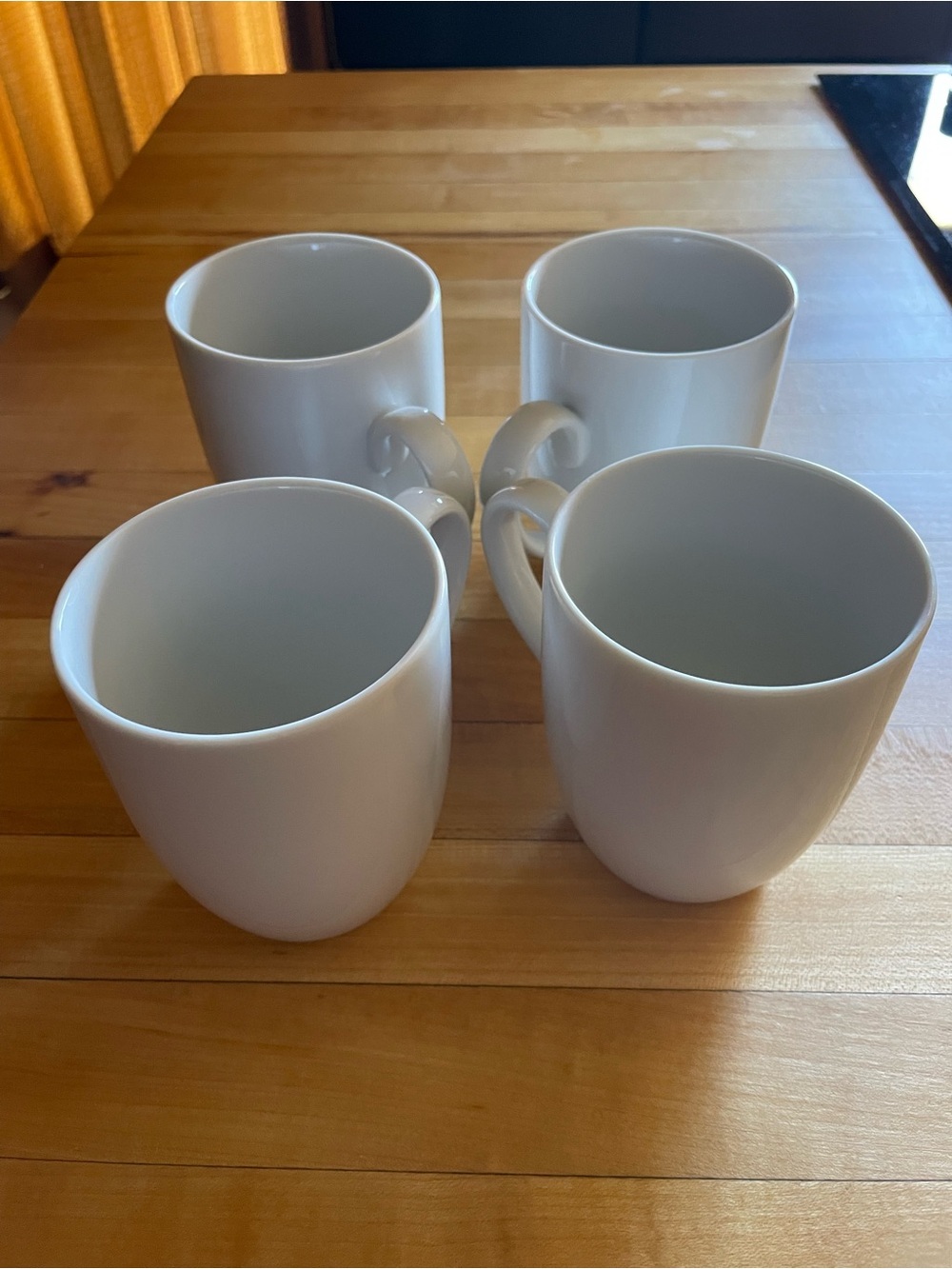 World Market Coupe White Porcelain Coffee Mugs - Set of 4